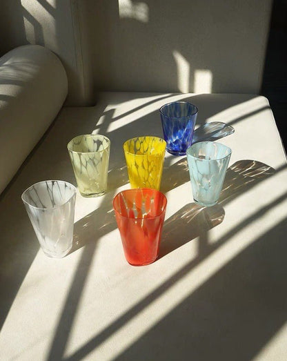 Mouth Blown Colored Monochrome Spot Tumbler Set of 6 ( $16.6 Each ) by INSPECIAL HOME