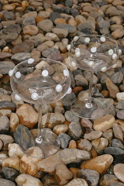 Mouth Blown Elegant Pearl Wine Glass, Retro Eclectic Cocktail Champagne Coupes by INSPECIAL HOME