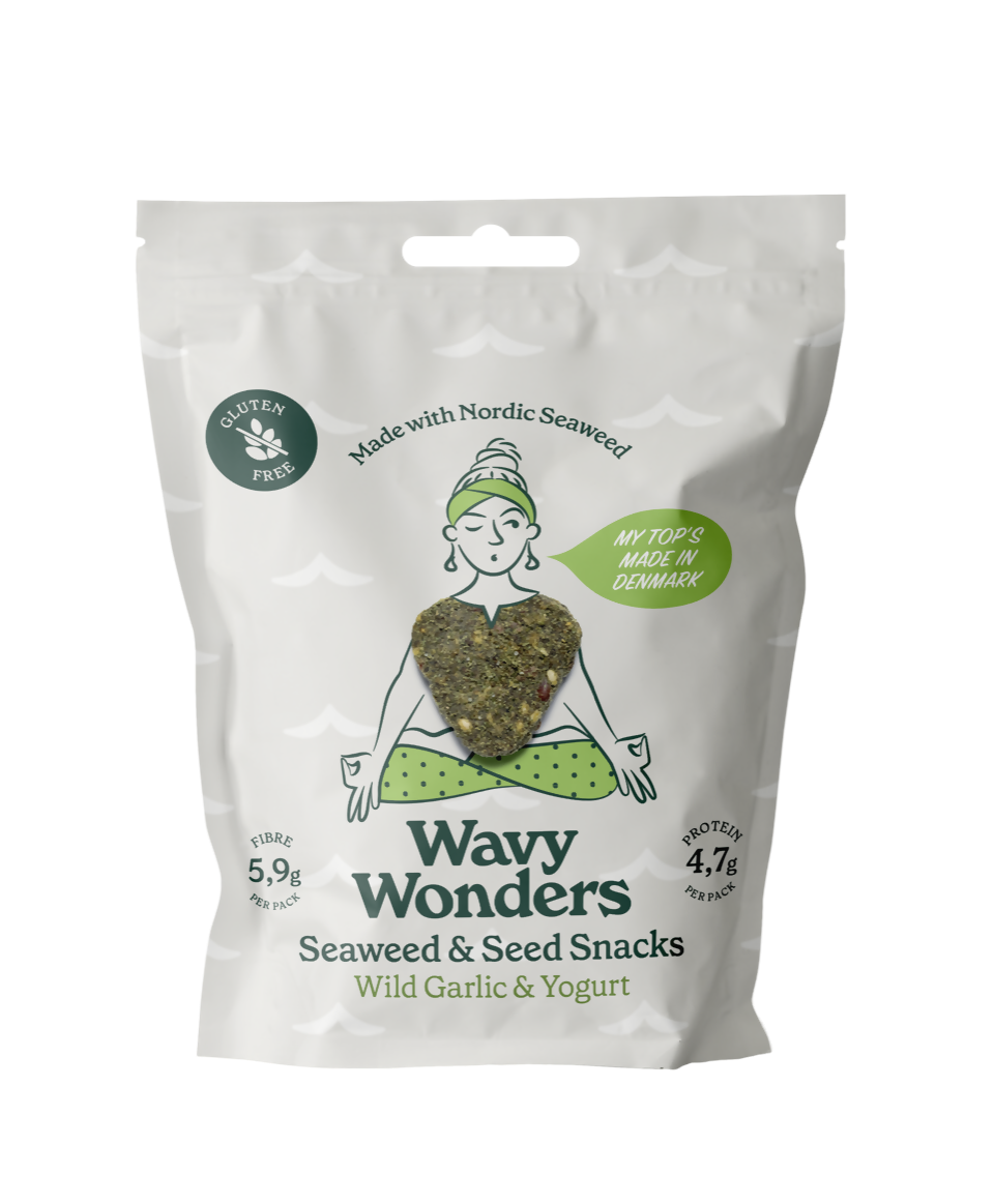 Wavy Wonders Seaweed & Super-Seed Snacks. Wild Garlic & Yogurt Bags - 14 Bags by Farm2Me