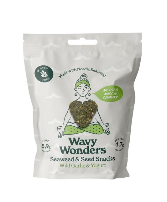 Wavy Wonders Seaweed & Super-Seed Snacks. Wild Garlic & Yogurt Bags - 14 Bags by Farm2Me