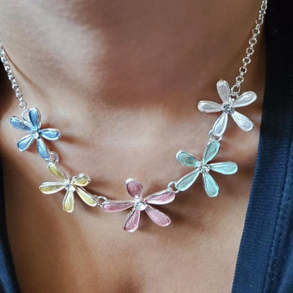 Multi Flower Link Necklace Set by Fashion Hut Jewelry