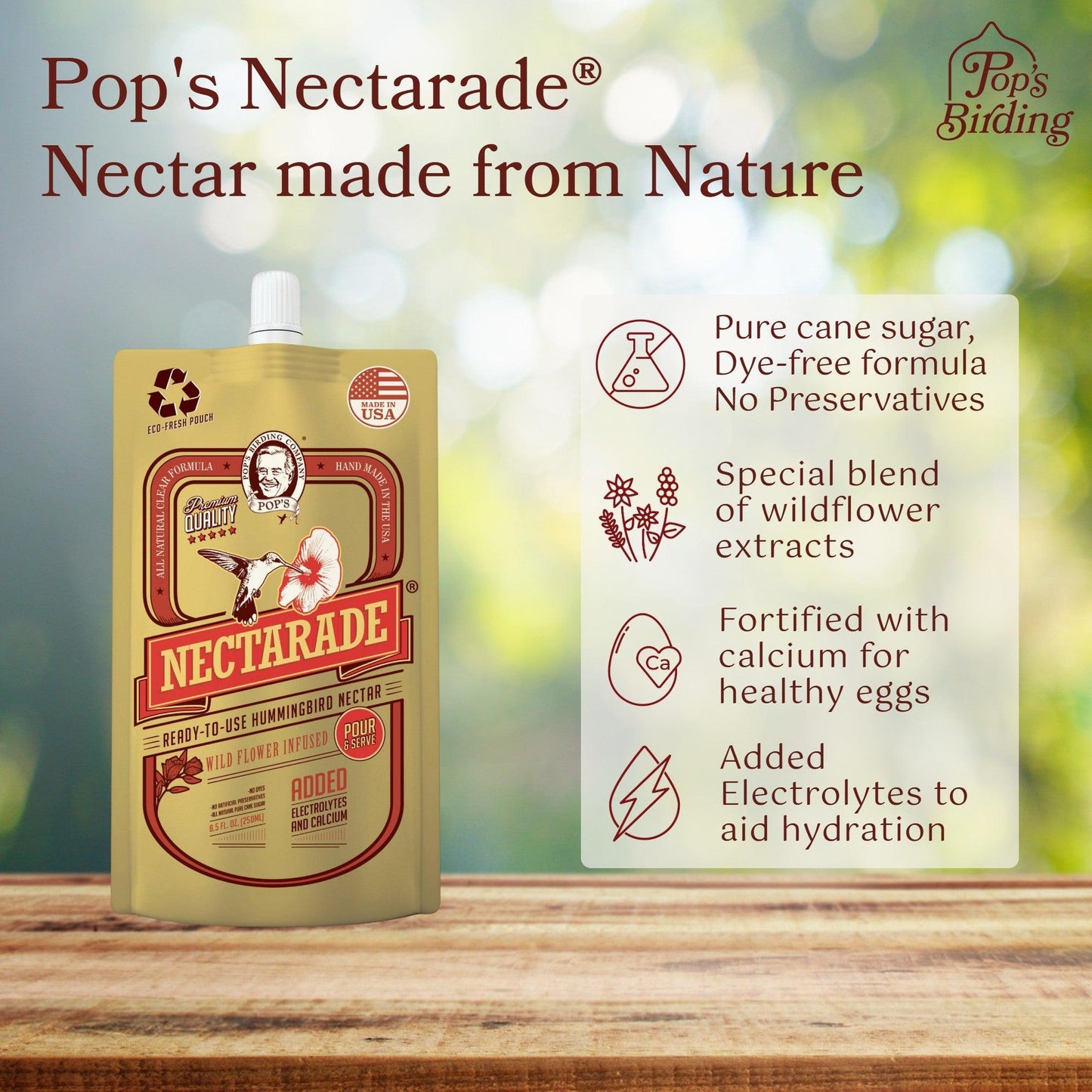 Nectarade® Hummingbird Nectar, Ready to Use 8.5oz by Pop's Birding