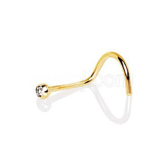 Screw Nose Ring with Press Fit CZ by Fashion Hut Jewelry