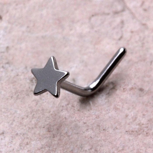 316L Stainless Steel Star L Bend Nose Ring by Fashion Hut Jewelry