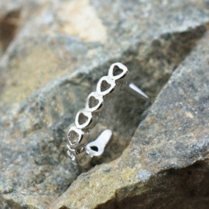 316L Stainless Steel Heart L Bend Half Nose Hoop by Fashion Hut Jewelry