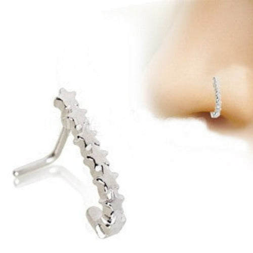 316L Stainless Steel Star L Bend Half Nose Hoop by Fashion Hut Jewelry