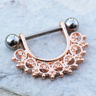 Rose Gold Filigree Fan Design Nipple Ring by Fashion Hut Jewelry