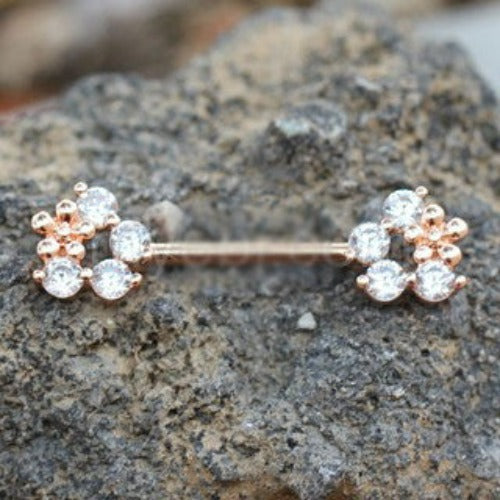 Rose Gold Plated Flower Fields Nipple Bar by Fashion Hut Jewelry