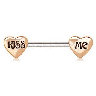 Rose Gold "Kiss Me" Heart Nipple Bar by Fashion Hut Jewelry