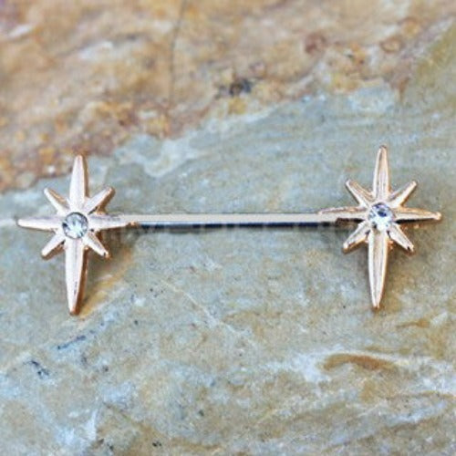 Rose Gold Northern Star Nipple Bar by Fashion Hut Jewelry