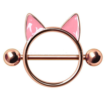 Rose Gold Plated Pink Cat Nipple Shield by Fashion Hut Jewelry