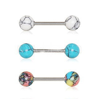 Nipple Bar Set with Synthetic Stones by Fashion Hut Jewelry