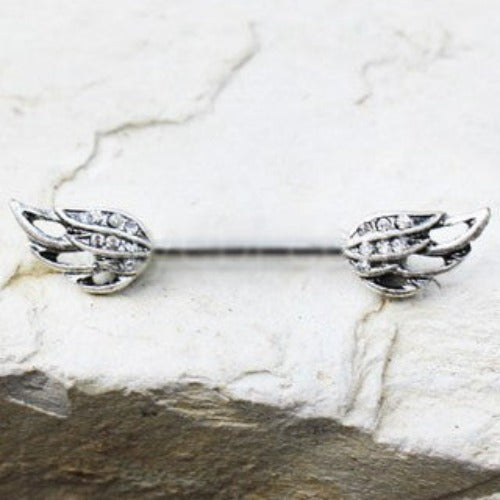 316L Stainless Steel Angel's Wing Nipple Bar by Fashion Hut Jewelry