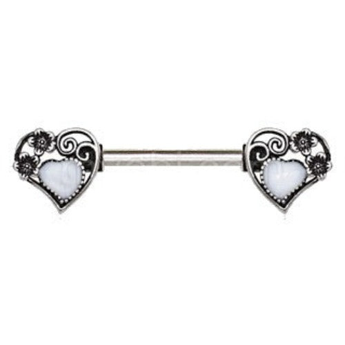 316L Stainless Steel Steampunk Heart Nipple Bar by Fashion Hut Jewelry