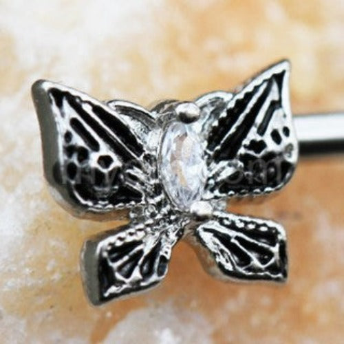 316L Stainless Steel Exotic Butterfly Nipple Bar by Fashion Hut Jewelry