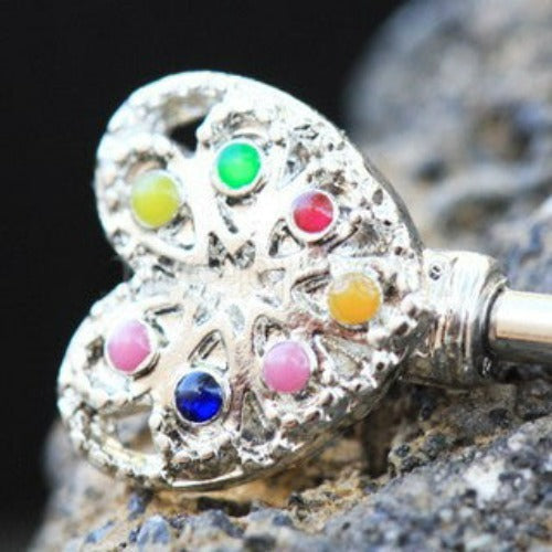 316L Stainless Steel Rainbow Key Nipple Bar by Fashion Hut Jewelry