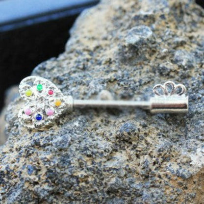 316L Stainless Steel Rainbow Key Nipple Bar by Fashion Hut Jewelry