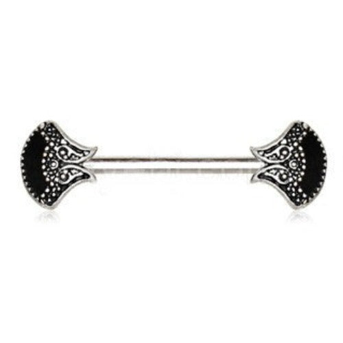 316L Stainless Steel Antique Fan Nipple Bar by Fashion Hut Jewelry