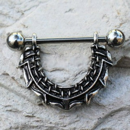 316L Stainless Steel Gothic Barbwire Nipple Shield by Fashion Hut Jewelry