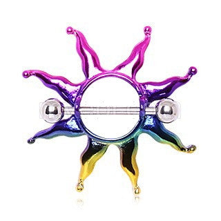 PVD Plated Rainbow Sunburst Nipple Shield by Fashion Hut Jewelry