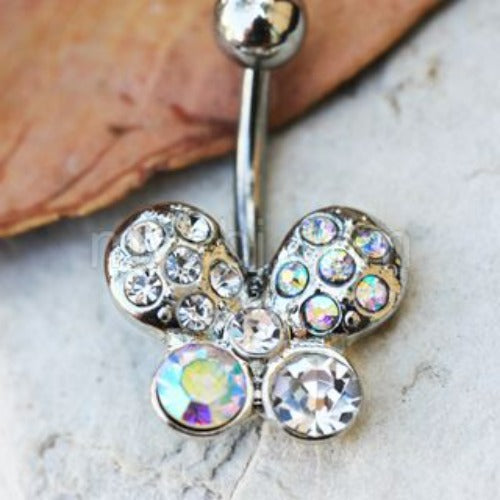 316L Stainless Steel Art of Brilliance Butterfly Gleam Navel Ring by Fashion Hut Jewelry