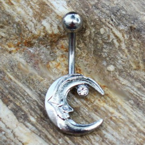 316L Stainless Steel Moon and Star Navel Ring by Fashion Hut Jewelry