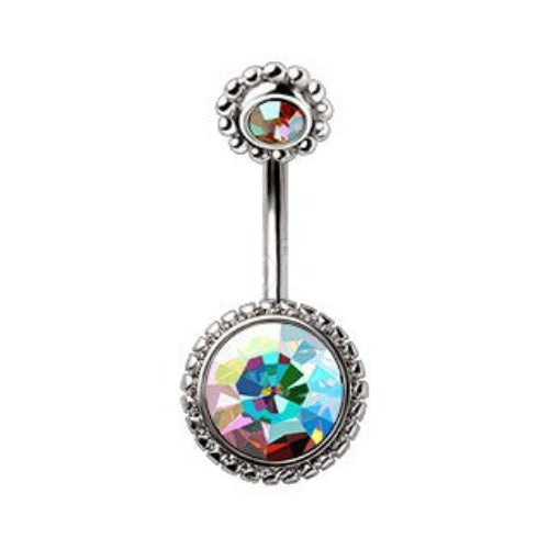 316L Stainless Steel Fancy Aurora Borealis Navel Ring by Fashion Hut Jewelry