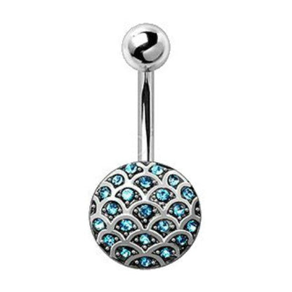 316L Stainless Steel Aqua Ocean Charm Navel Ring by Fashion Hut Jewelry