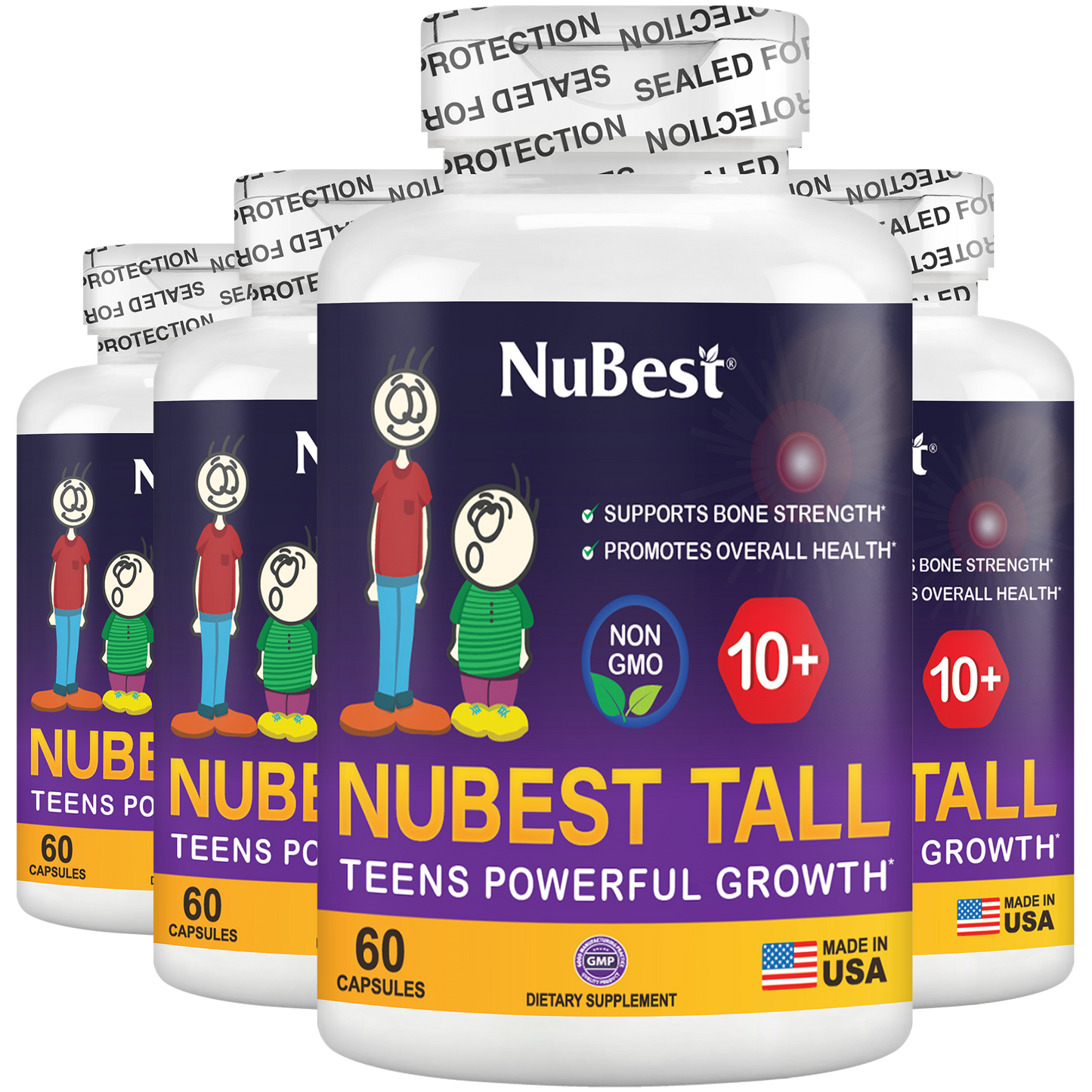 NuBest Tall 10+, Powerful Growth for Kids & Teens (10+), Milk Drinkers, 60 Capsules by NuBest Nutrition®