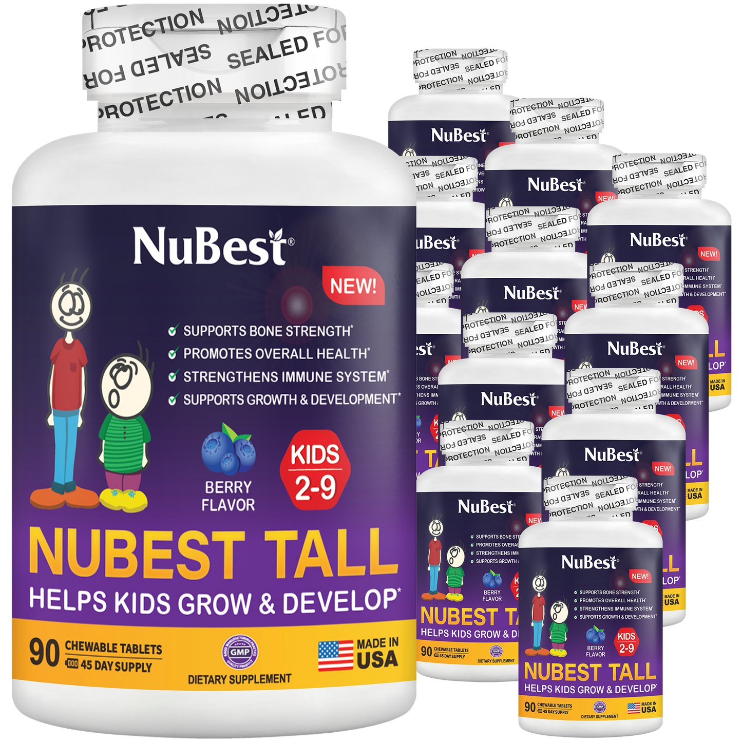 NuBest Tall Kids, Multivitamins, Berry Flavor, Ages 2-9, 90 Chewables by NuBest Nutrition®