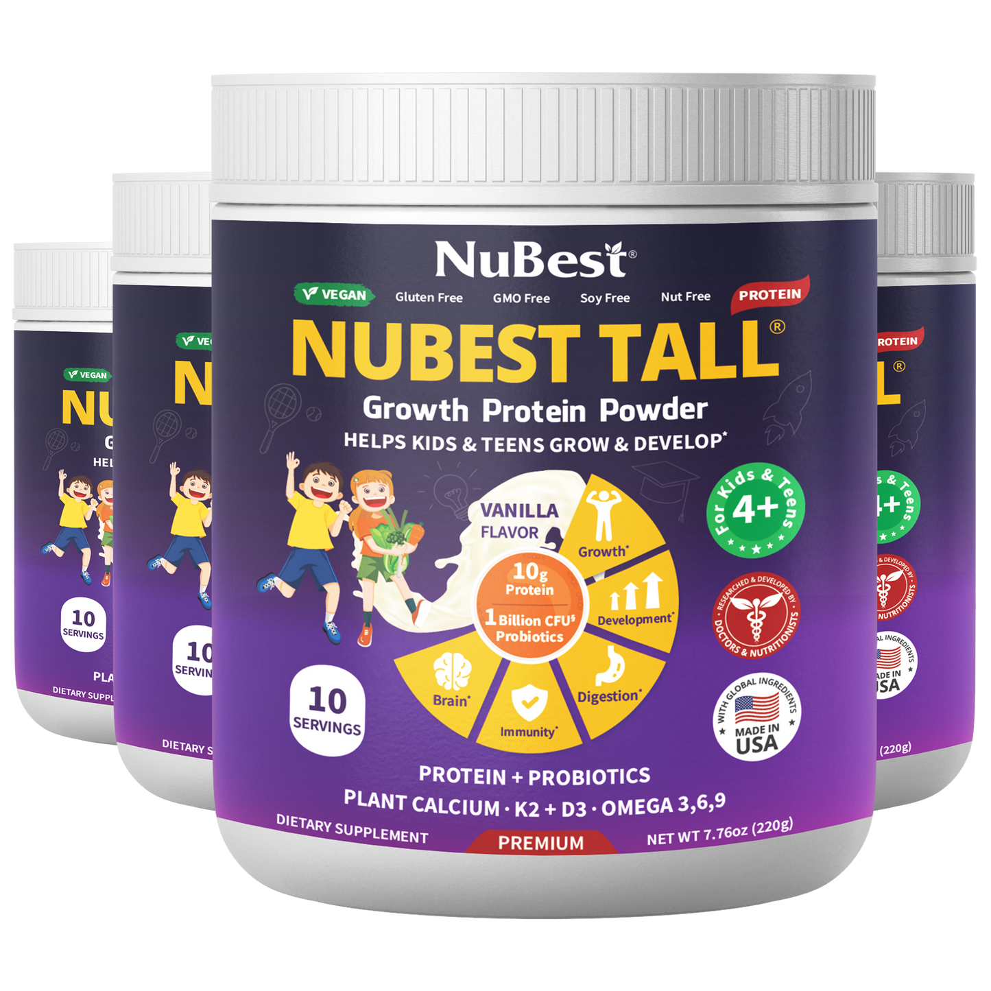 NuBest Tall Protein Vanilla Shake for Kids Ages 4+, 10 Vegan Servings by NuBest Nutrition®