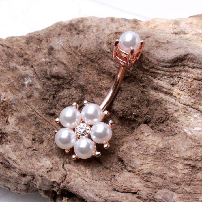 Rose Gold Plated Enchanted Pearl Navel Ring by Fashion Hut Jewelry