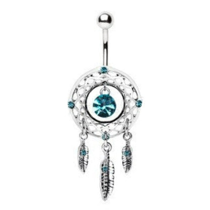 316L Stainless Steel Native Dream Catcher Navel Ring by Fashion Hut Jewelry