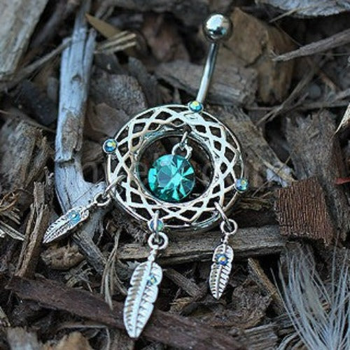 316L Stainless Steel Native Dream Catcher Navel Ring by Fashion Hut Jewelry