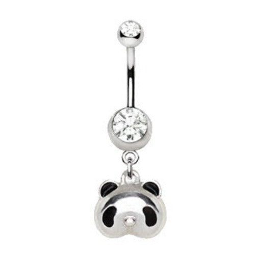 316L Stainless Steel Cute Panda Bear Dangle Navel Ring by Fashion Hut Jewelry