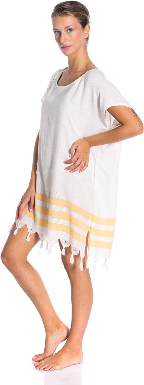 1 Pack - All Cotton Swimsuit Cover Ups for Women Short Sleeve Beach Dress by Mars Outlet Store LLC