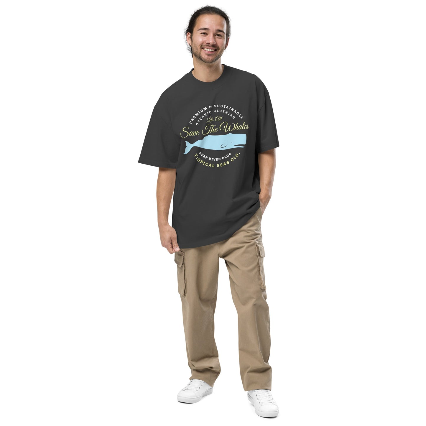 Oversized faded Lets Save the Whales t-shirt by Tropical Seas Clothing