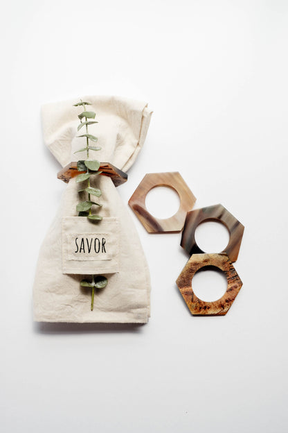 Hexagon Horn Napkin Rings 4-pack by 2nd Story Goods