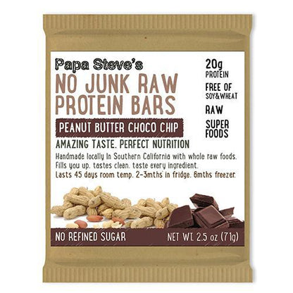 Papa Steve's - 'Peanut Butter Choco Chip' No Junk Raw Protein Bar (2.5OZ) by The Epicurean Trader