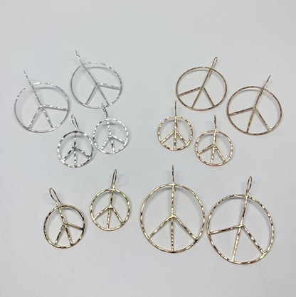 Rustic Peace Sign Earrings - Let There Be Peace Earrings - Small by Jennifer Cervelli Jewelry