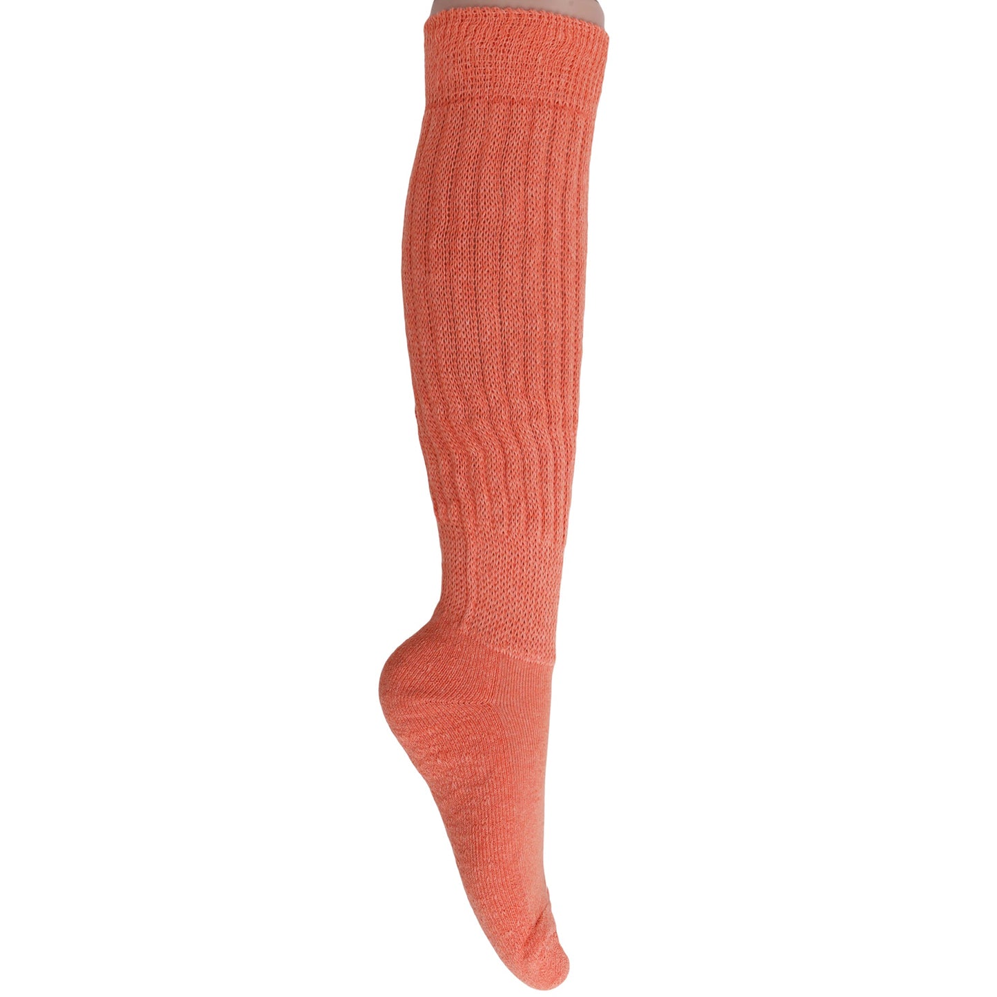 1 Pair - Light Orange Slouchy Scrunch Socks for Women Cotton Knee High Shoe Size 5 to 10 by Mars Outlet Store LLC