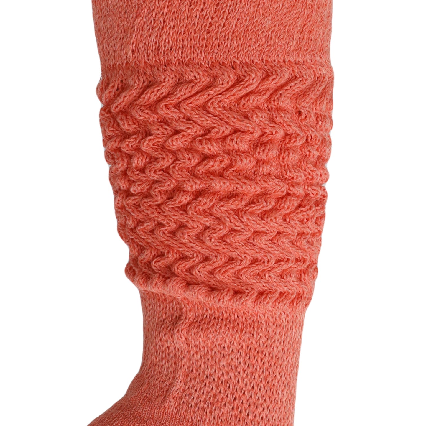 1 Pair - Light Orange Slouchy Scrunch Socks for Women Cotton Knee High Shoe Size 5 to 10 by Mars Outlet Store LLC