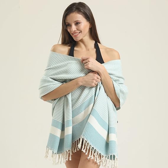 1 Pack - 100% Cotton Turkish Beach Towel Oversized Extra Large for Travel Gym Camping Sauna Beach Pool by Mars Outlet Store LLC