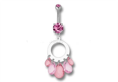 Multi-Crystal Oval Navel Dangle by Fashion Hut Jewelry