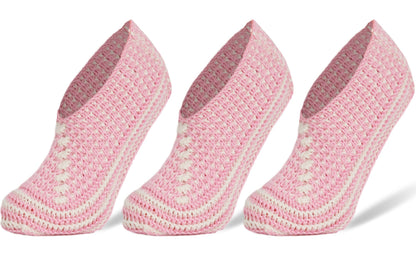 Crochet Slipper Socks for Women 3 Pairs Shoe Size 5-7 by Mars Outlet Store LLC