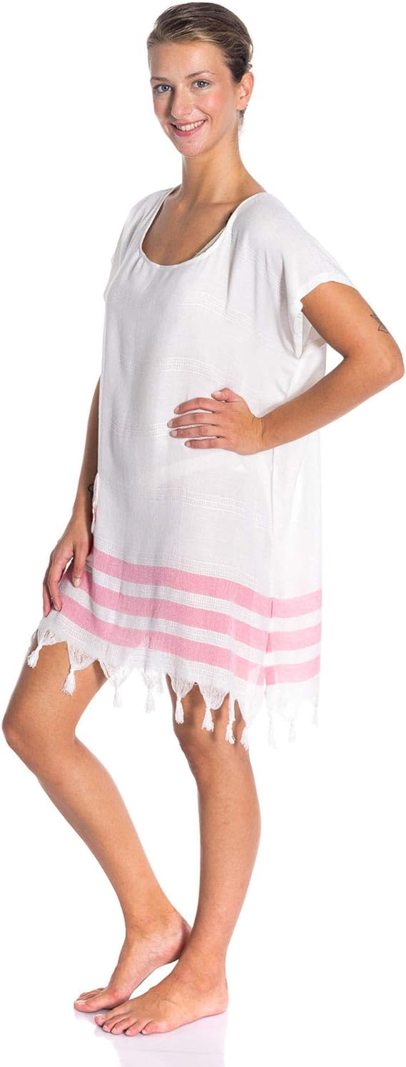 1 Pack - All Cotton Swimsuit Cover Ups for Women Short Sleeve Beach Dress by Mars Outlet Store LLC