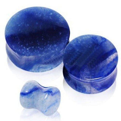 Natural Blue Adventurine Stone Saddle Plug by Fashion Hut Jewelry