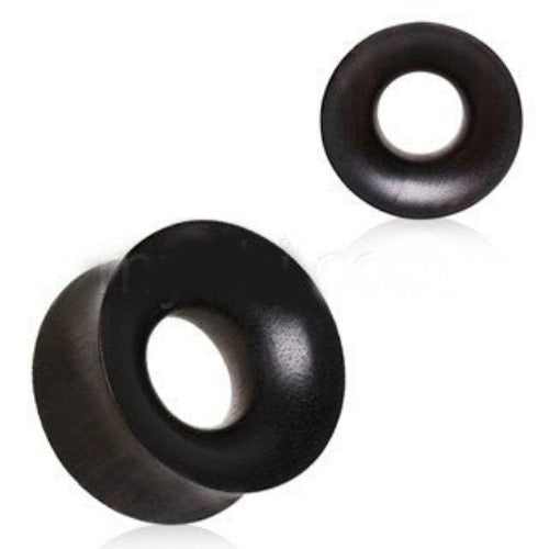 Organic Black Arang Wood Thick Walled Concave Tunnel Plug by Fashion Hut Jewelry