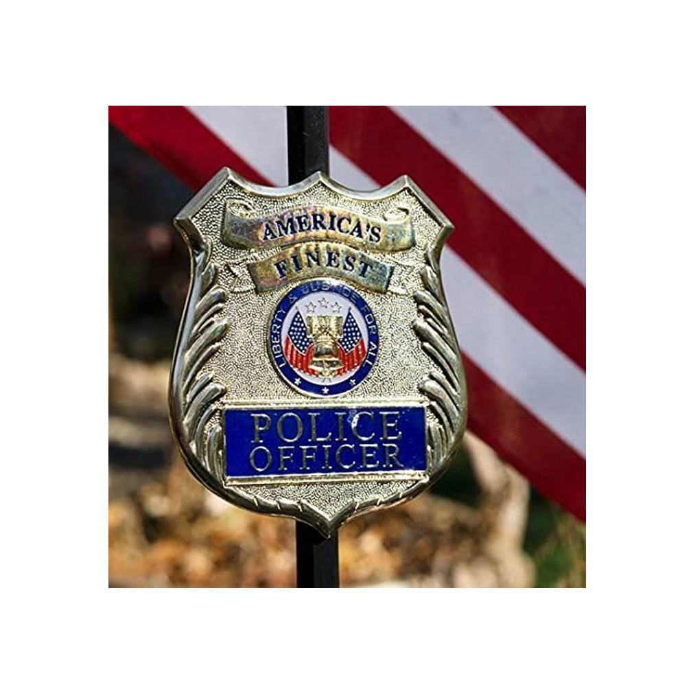 Police Officer Veteran Grave Marker With 30 Inch Tall American Cemetery Flag, Police Remembrance. by The Military Gift Store