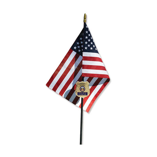 Police Officer Veteran Grave Marker With 30 Inch Tall American Cemetery Flag, Police Remembrance. by The Military Gift Store